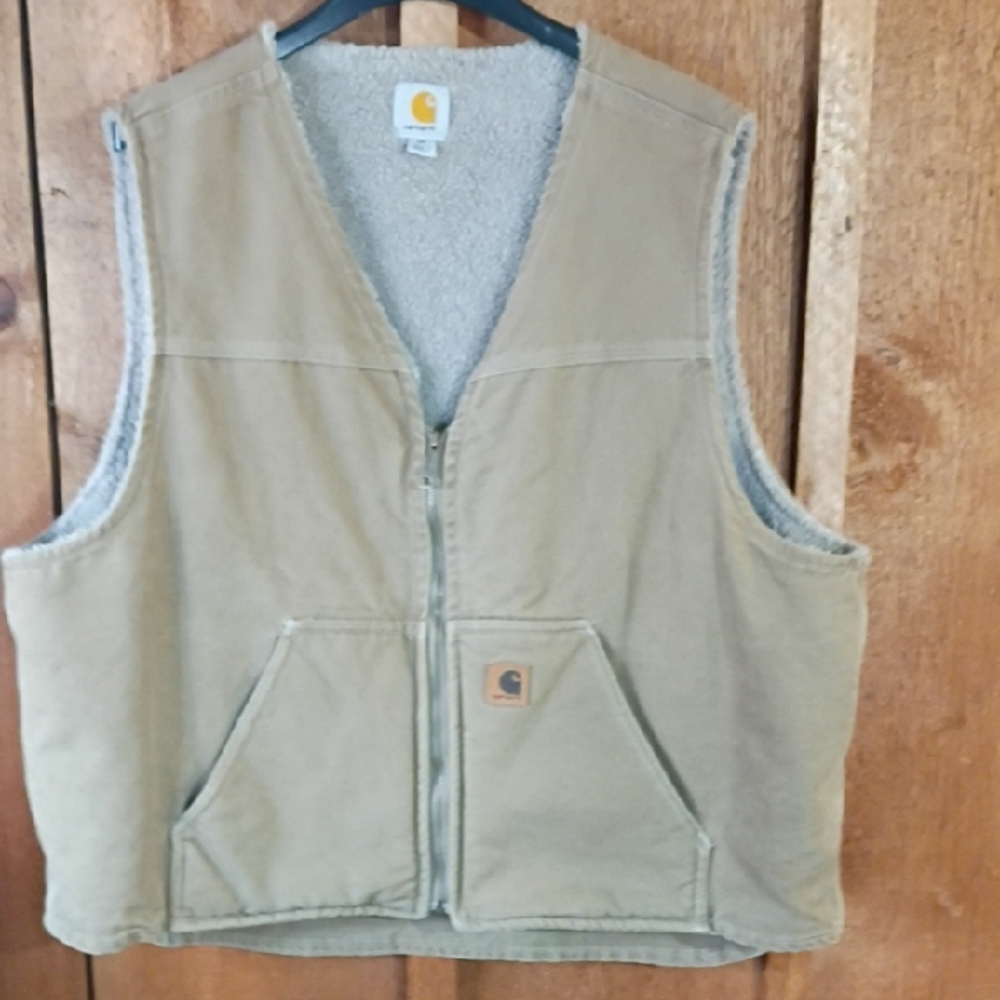 Carhartt Beige Fleece-Lined Vest